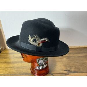 Jump Jive Black Wool Fedora Hat Made In USA Size Large